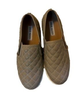 Steve Madden Quilted Slip-On Sneakers in Taupe Gray